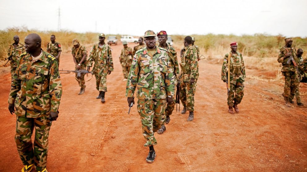 Sudan People's Liberation Army forces at the frontline in Tachuien, Unity State, South Sudan are seen in this file photo, May 11, 2012.  
