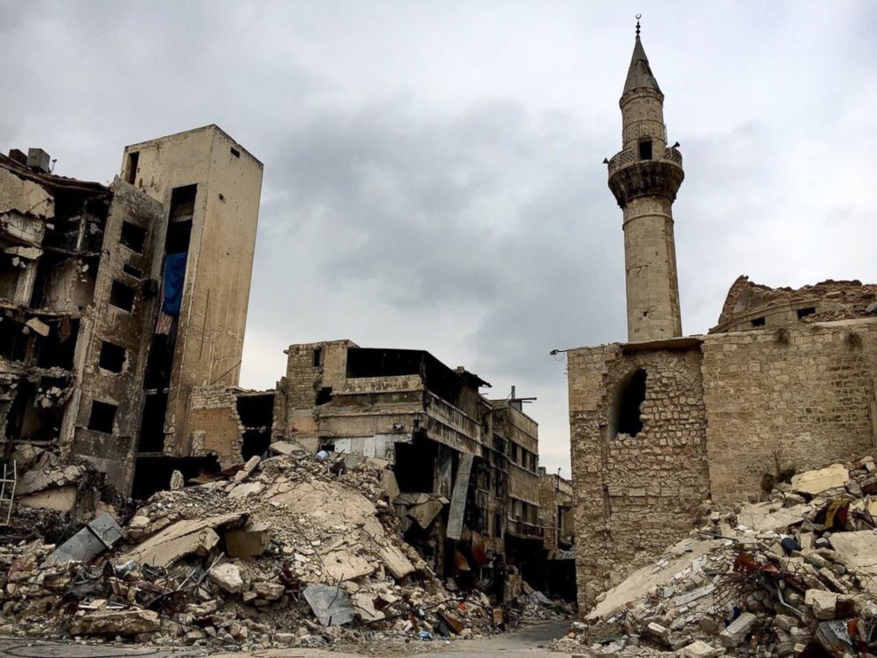 PHOTO:This 12th-16th-century set of buildings was included into the UNESCO World Heritage list in 1986 and is now destroyed due to the civil war in Aleppo, Syria.  