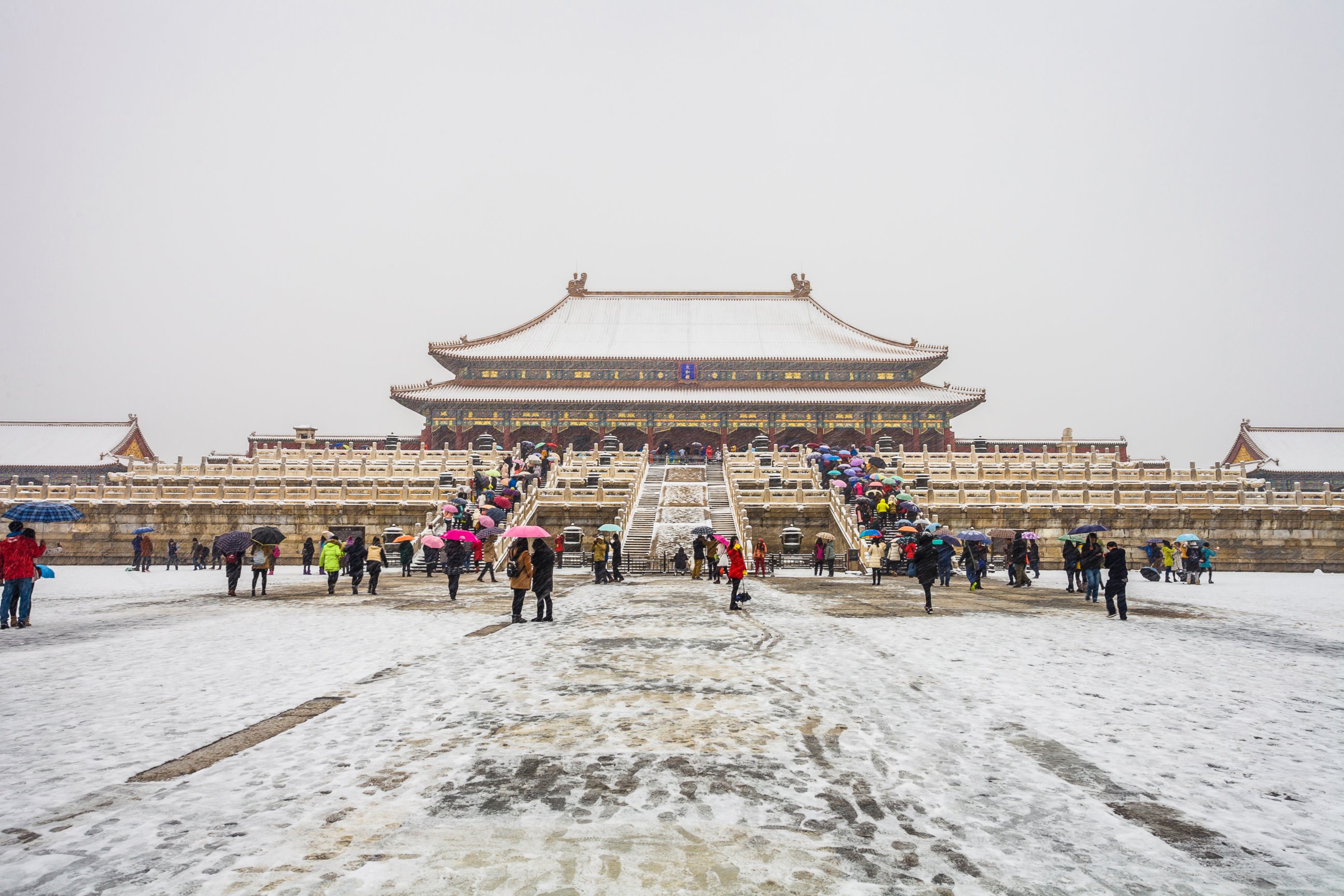 PHOTO: View of the Palace Museum, also known as the Forbidden City, in the snow in Beijing on Nov. 22, 2015.
