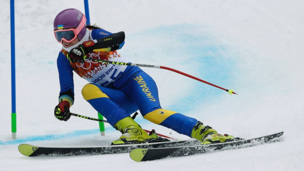 Ukraine's Bogdana Matsotska passes a gate in the women's super-G at the Sochi 2014 Winter Olympics in Krasnaya Polyana, Russia, Feb. 15, 2014. The International Olympic Committee said on Thursday, Feb. 20, that Matsotska has left the Olympics in response to the violence in her country.