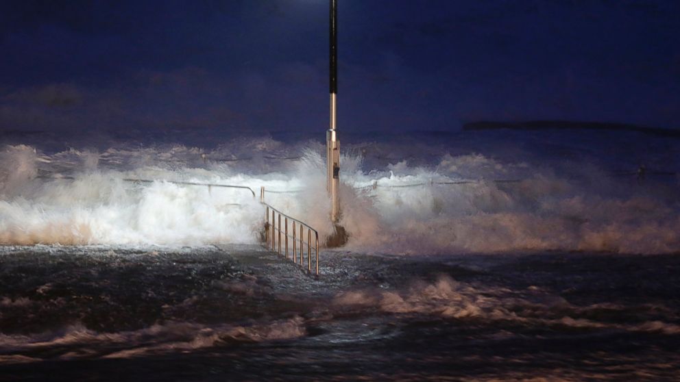 PHOTO: Huge waves crash over swimming baths at Avalon Beach in Sydney, Australia, April 21, 2015. 