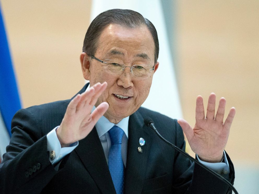 PHOTO: United Nations Secretary-General Ban Ki-moon speaks to University of Calgary students on International Youth Day in Calgary, Alberta, Aug. 12, 2016.