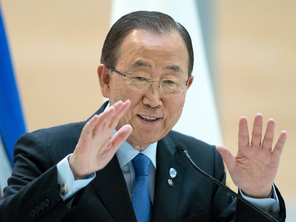 PHOTO: United Nations Secretary-General Ban Ki-moon speaks to University of Calgary students on International Youth Day in Calgary, Alberta, Aug. 12, 2016.