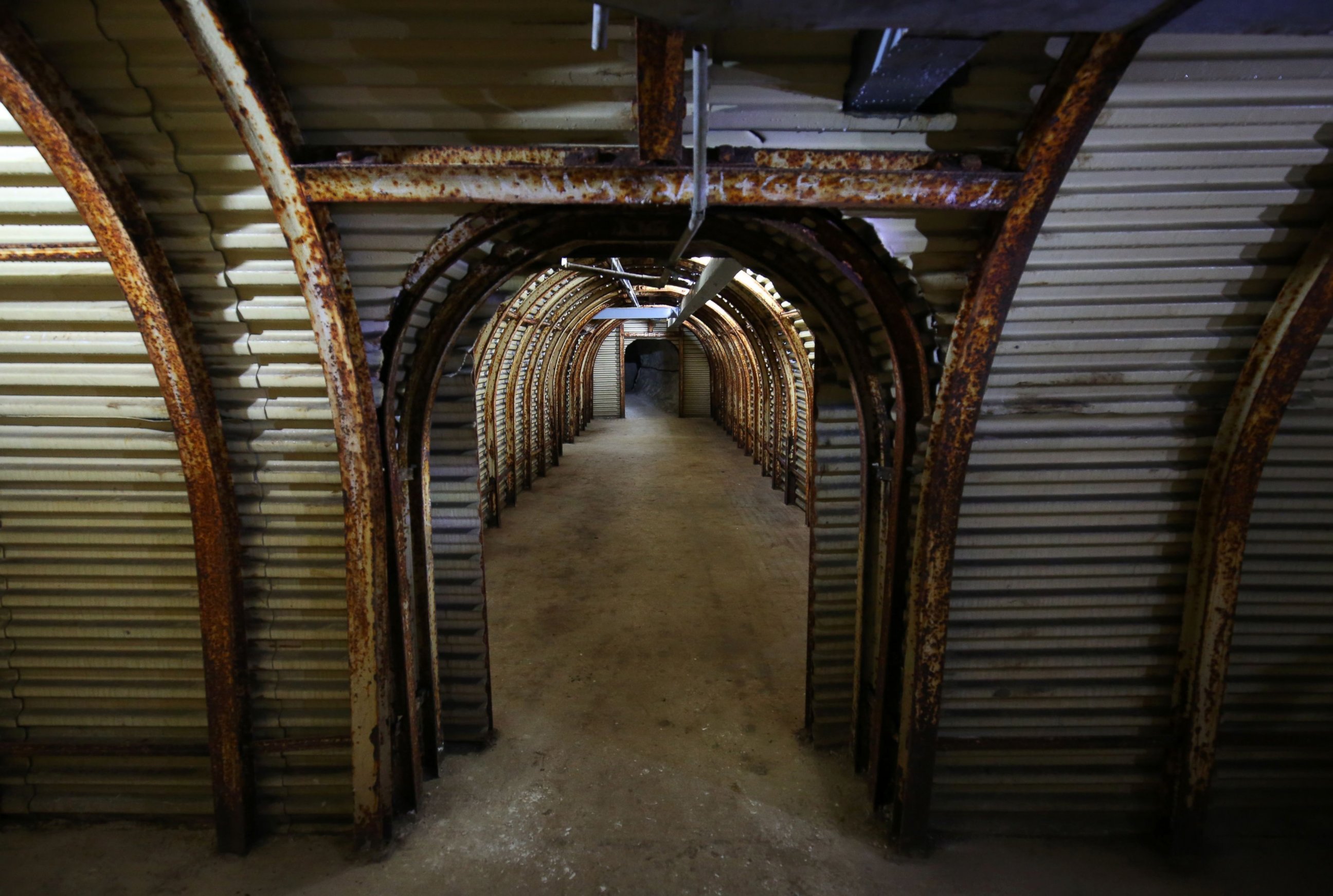 PHOTO: The tunnels of the Fan Bay Deep Shelter, July 15, 2015, in Dover, Kent, as they are prepared to be opened to the public following two years of National Trust conservation.
