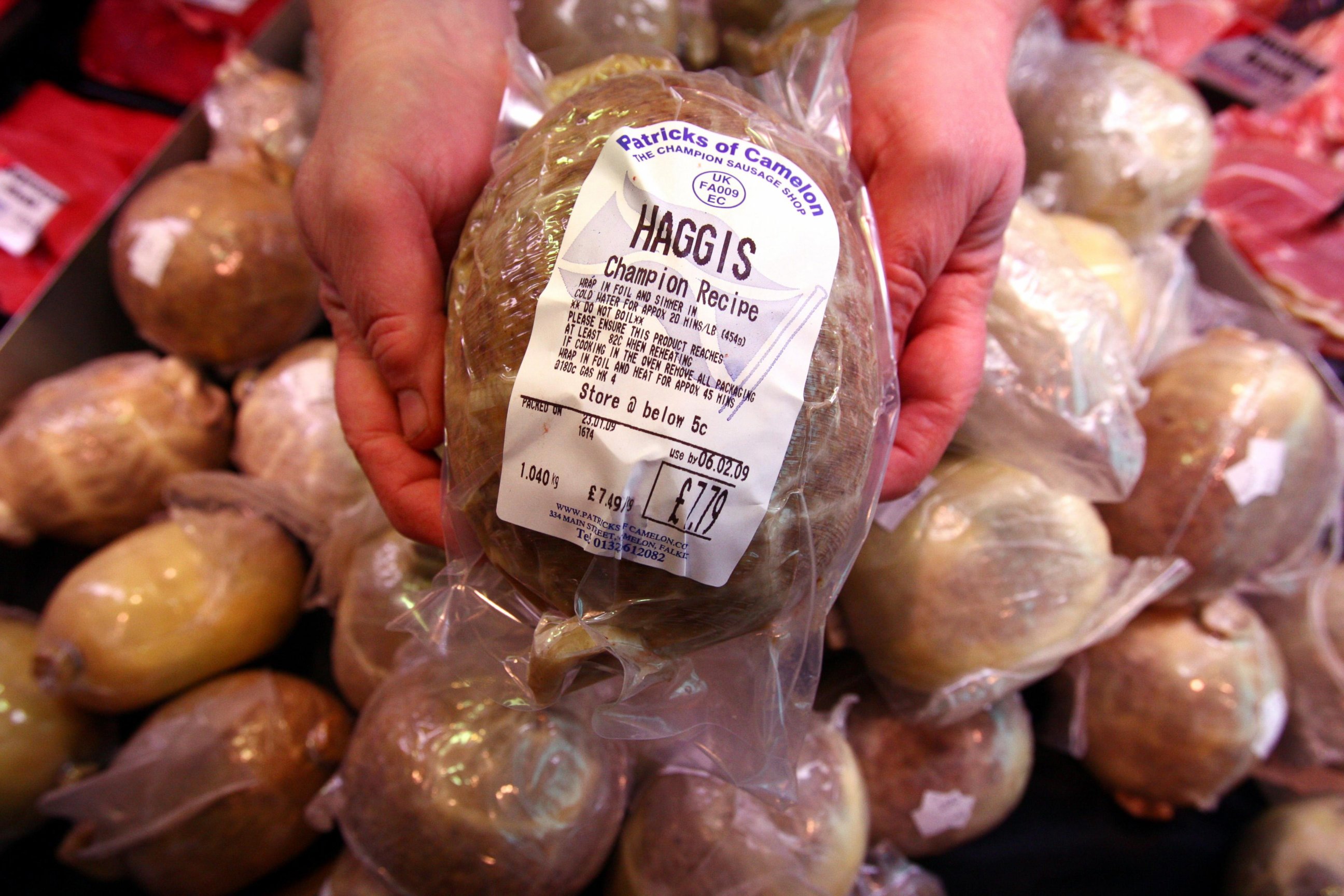 PHOTO: Haggis, a traditional Scottish food, on display before Burns Night celebrations in this Jan, 23, 2009 file photo.