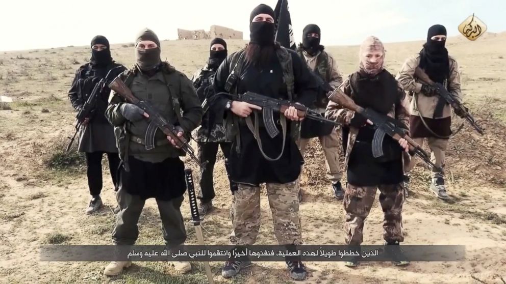 ISIS fighters deliver a message to Francois Hollande and to the French people on Feb. 4th, 2015.