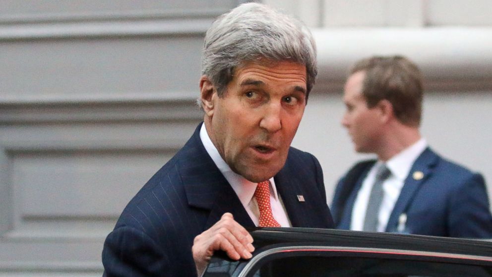 U.S. Secretary of State John Kerry leaves Palais Coburg in Vienna, Austria, Nov. 21, 2014.