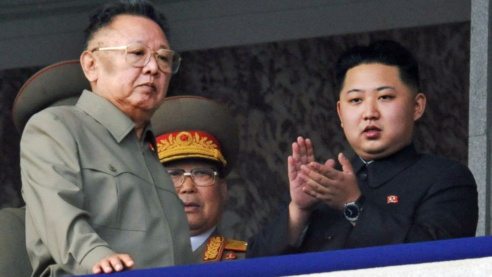 PHOTO: Kim Jong Un, right, along with his father and North Korea leader Kim Jong Il, left, attend a massive military parade marking the 65th anniversary of the ruling Workers' Party in Pyongyang, North Korea, Oct. 10, 2010.