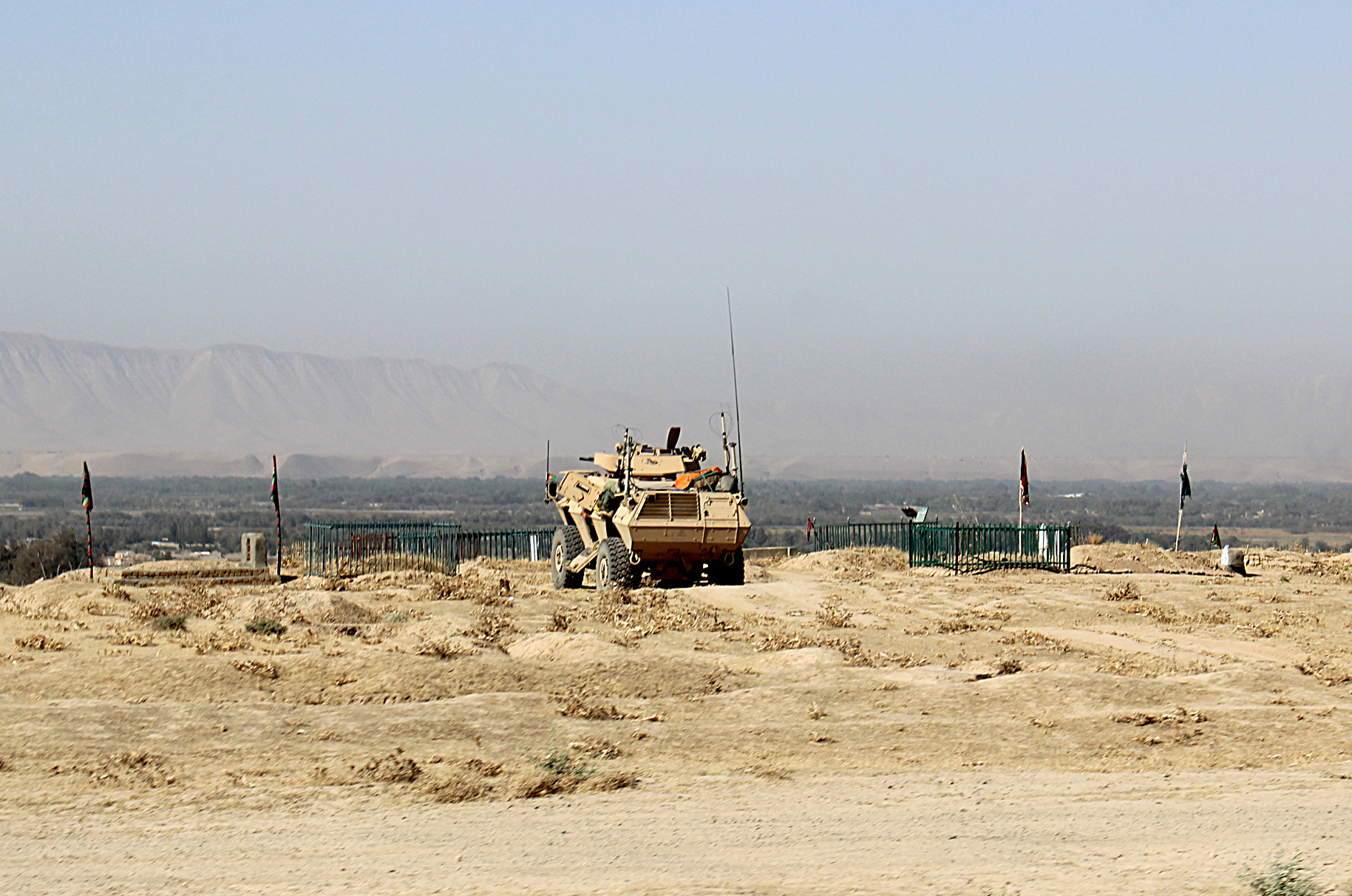 PHOTO: An Afghan National Army vehicle is seen outside of Kunduz city, north of Kabul, Afghanistan,  Sept. 30, 2015. 