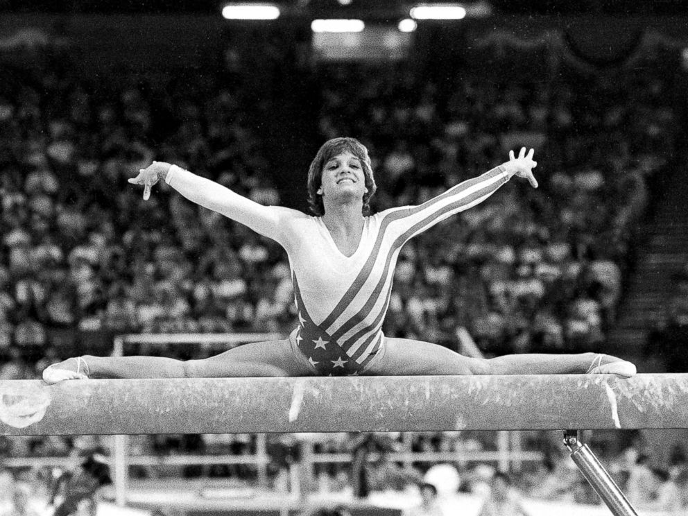 PHOTO: Mary Lou Retton, of the U.S.A., performs on the balance beam during the women's gymnastics individual all-around finals at the XXIII Summer Olympic Games in Los Angeles, Aug. 3, 1984.