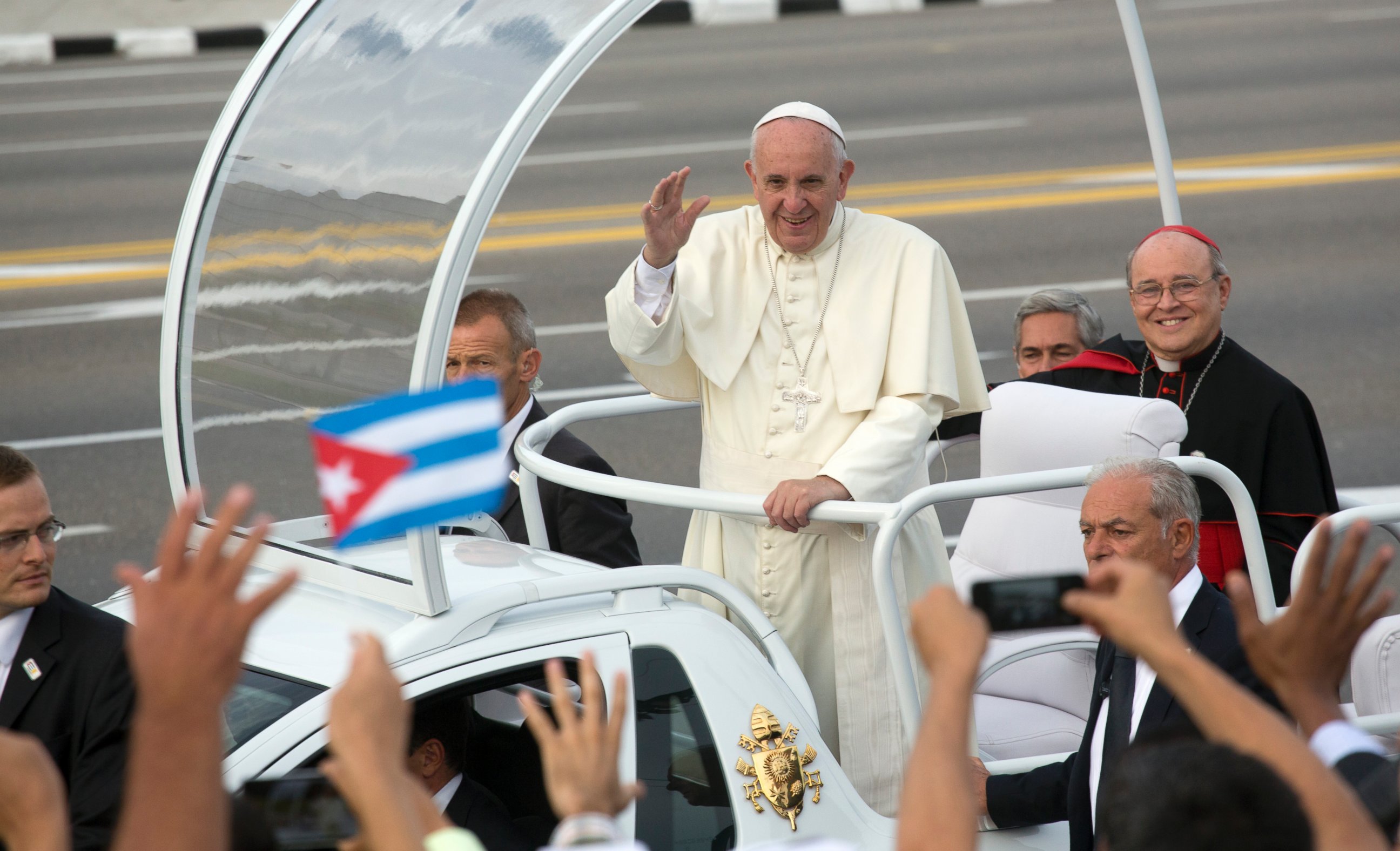 PHOTO: Pope Francis arrives for Mass at Revolution Plaza in Havana, Cuba, Sept. 20, 2015. 