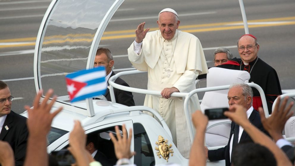 PHOTO: Pope Francis arrives for Mass at Revolution Plaza in Havana, Cuba, Sept. 20, 2015. 