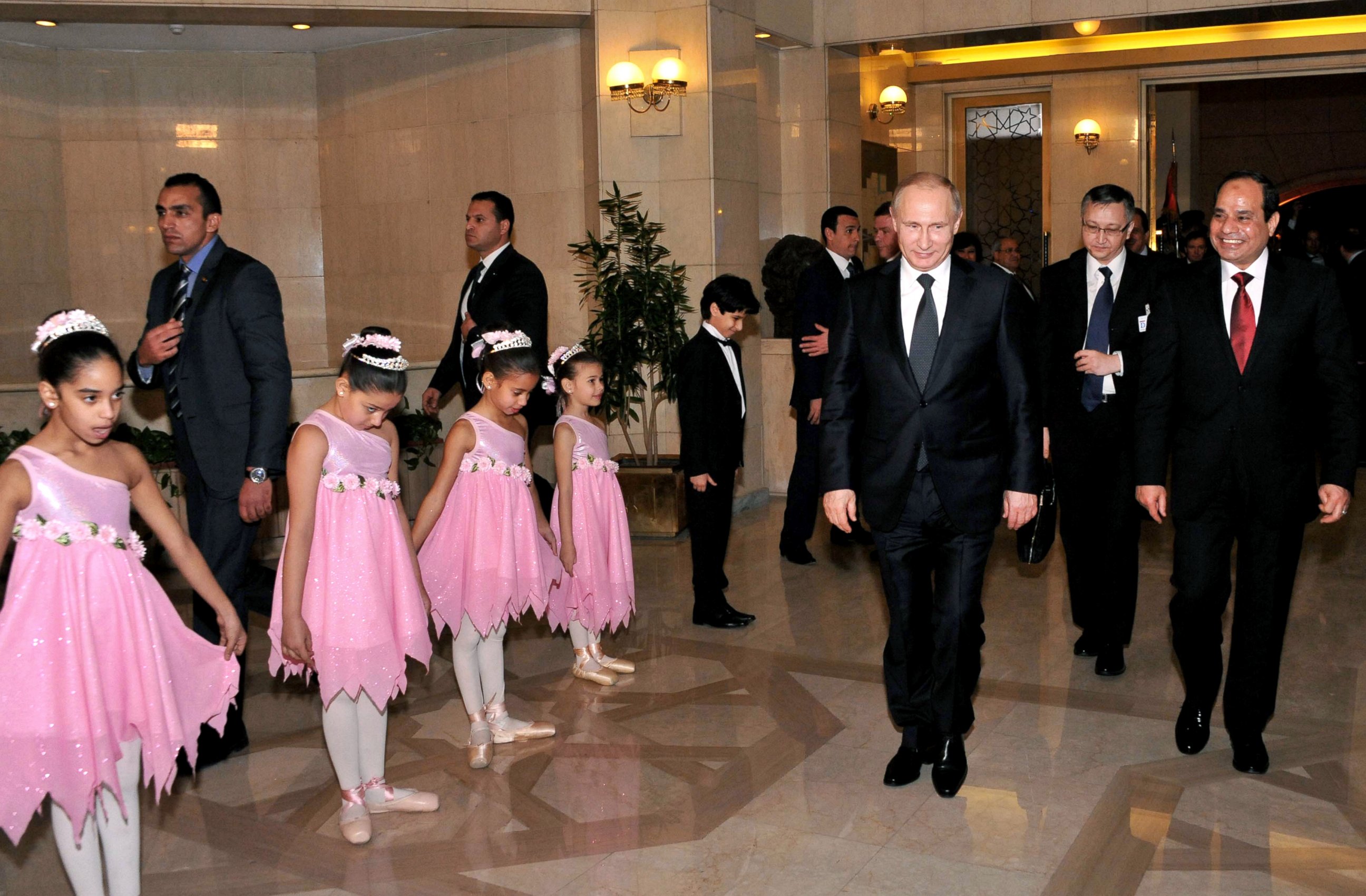 PHOTO: Russian President Vladimir Putin and President Abdel-Fattah el-Sissi are seen at  the Cairo Opera House in Egypt, Feb. 9, 2015.