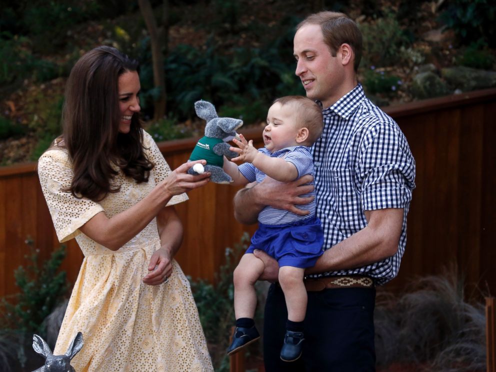 PHOTO: Britains Kate, the Duchess of Cambridge, and her husband Prince William give their son Prince George a stuffed toy of Australian animal called a Bilby, during a visit to Sydneys Taronga Zoo, Australia Sunday, April 20, 2014.