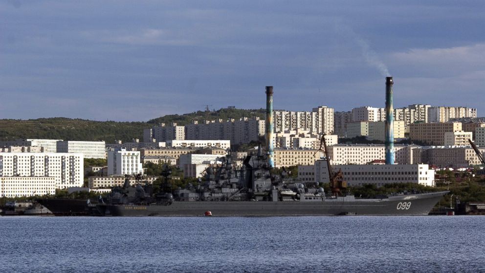 PHOTO: Warships of the Northern Fleet at the Russian Naval Infantry base at the harbour of Severomorsk, Russia are seen here, Aug. 4, 2005.