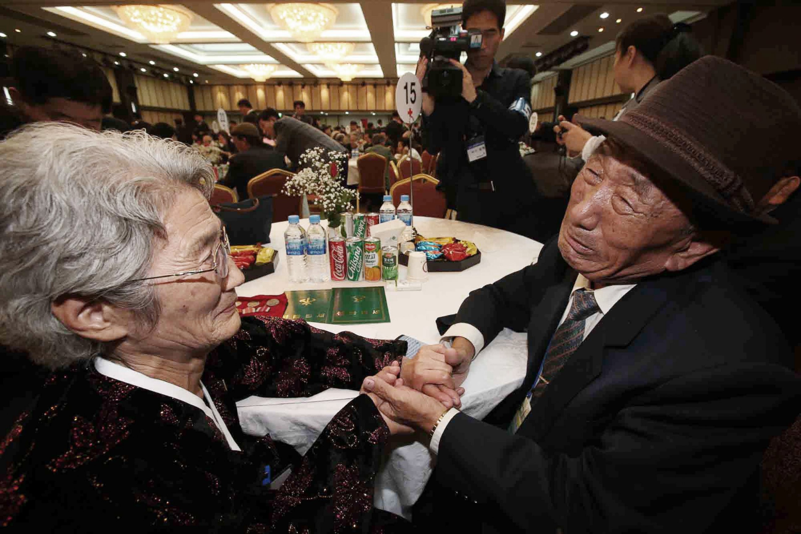 PHOTO:South Korean Kim Bock-rack, right, meets with his North Korean sister Kim Jeon Soon during the Separated Family Reunion Meeting at Diamond Mountain resort in North Korea, Oct. 20, 2015.