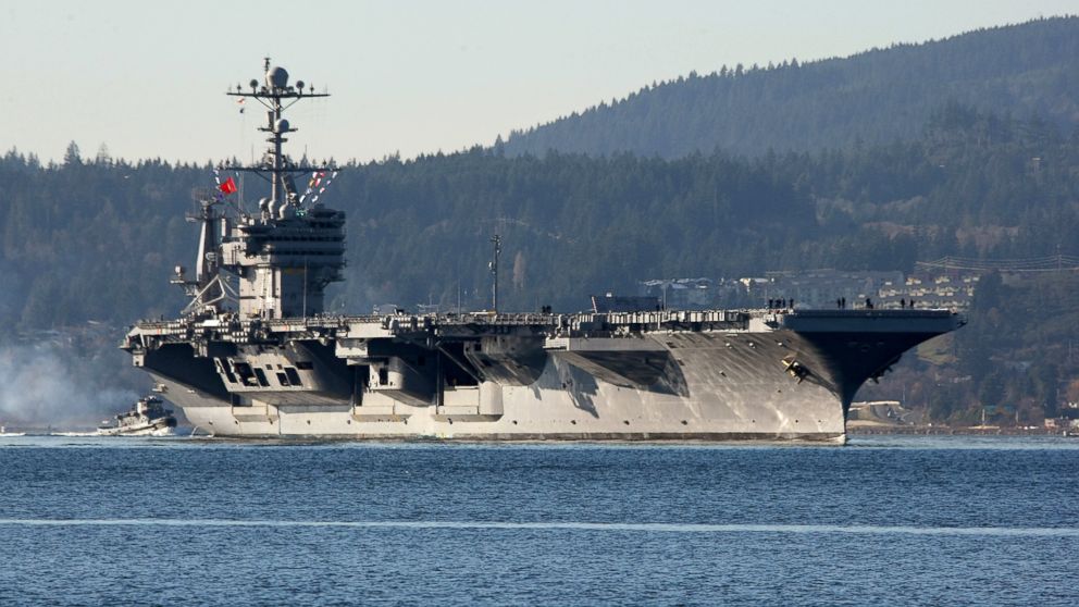 The aircraft carrier USS John Stennis is seen near Bremerton, Wash., Dec. 1, 2014. China recently denied a request from the U.S. aircraft carrier Stennis for a port visit in Hong Kong.
