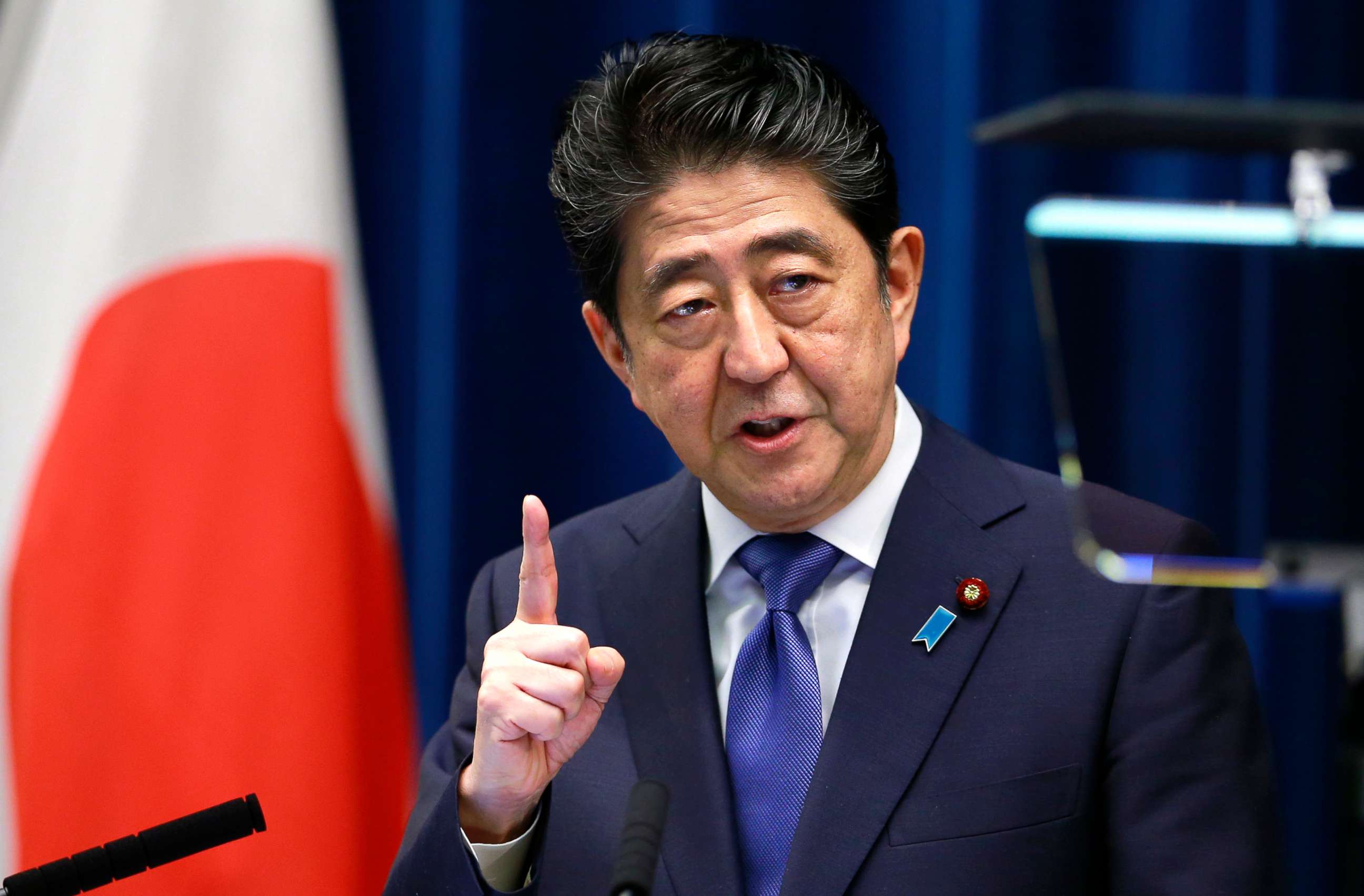 PHOTO: FILE - Japan's Prime Minister Shinzo Abe speaks during a press conference at the prime minister's official residence in Tokyo, on Sept. 25, 2017. Japanâs NHK television says Abe has died after being shot during a campaign speech.