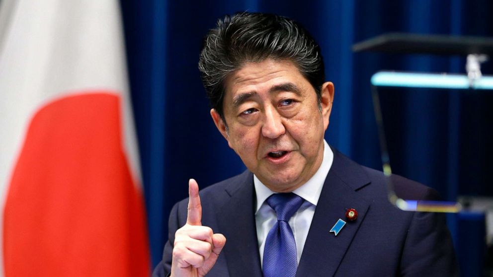 PHOTO: FILE - Japan's Prime Minister Shinzo Abe speaks during a press conference at the prime minister's official residence in Tokyo, on Sept. 25, 2017. Japanâs NHK television says Abe has died after being shot during a campaign speech.