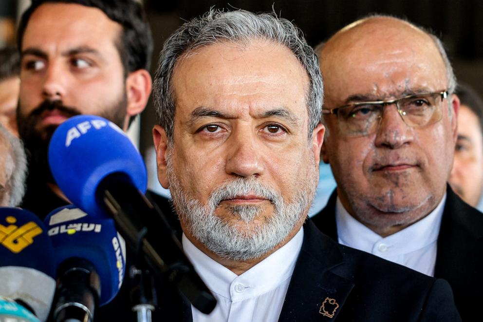 PHOTO: Iran's Foreign Minister Abbas Araghchi gives a statement in Beirut, Lebanon, on June 3, 2025.