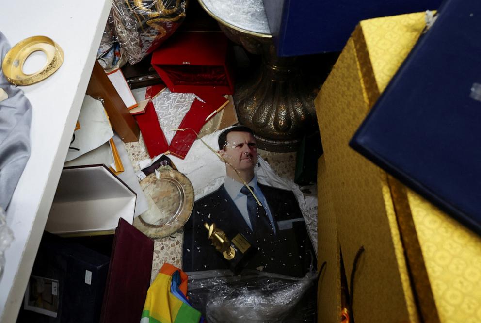 PHOTO: This photo shows personal souvenirs of Syria's Bashar Assad inside the Presidential Palace in Damascus, Syria, on Dec. 10, 2024.