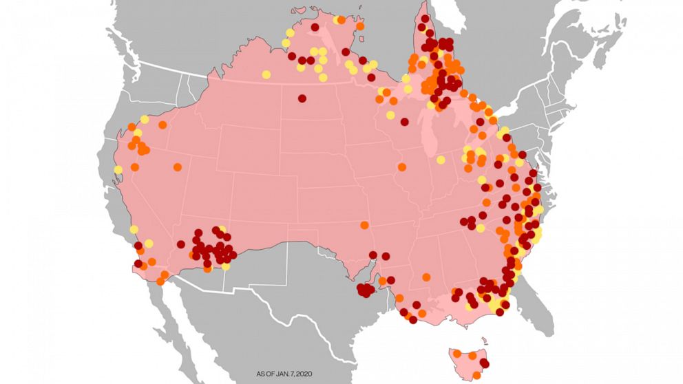 Using US Map To Examine Scale Of Massive Australia Wildfires ABC News   AustralianWildfires V01 Sd HpMain 16x9 992 