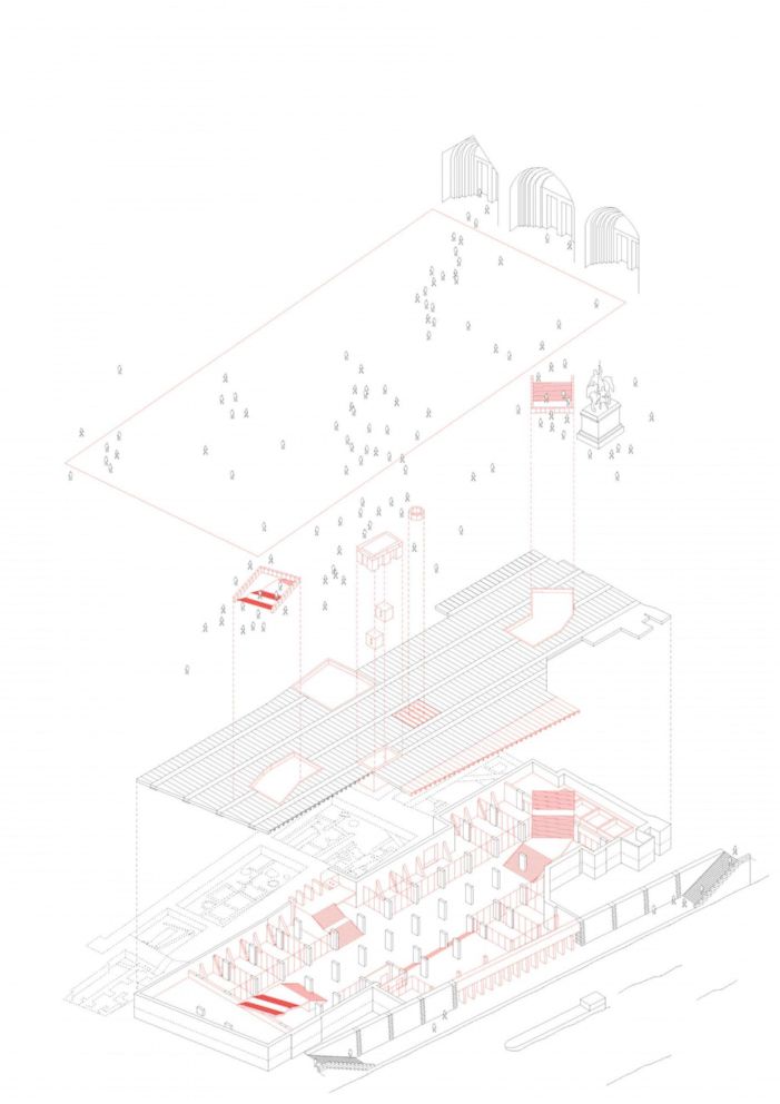 PHOTO: A illustration shows an axonometric depiction of the new passage. Landscape architect Bas Smets revealed the future look of Notre-Dame's parvis and surroundings, created with urban planner agency GRAU, and architecture agency Neufville-Gayet.