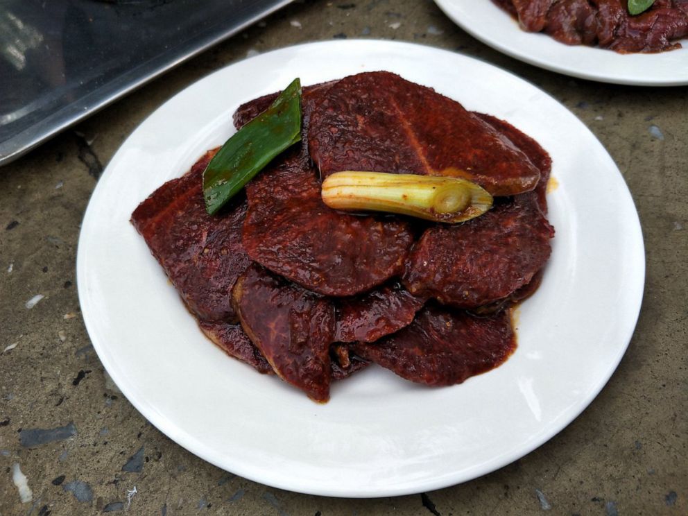 PHOTO: Bear meat is served at a restaurant, Pyongyang, North Korea, June 17, 2019.