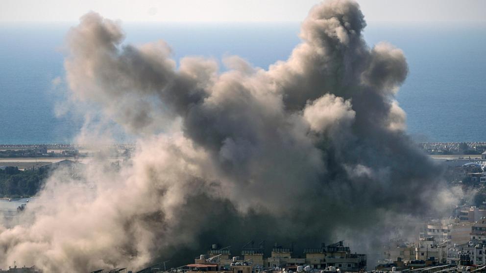 PHOTO: Smoke rises after an Israeli airstrike on Dahiya in southern Beirut, Lebanon, on Nov. 12, 2024.