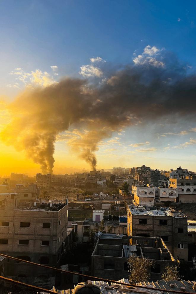 PHOTO: Smoke billows from Israeli strikes on Beit Lahia in the northern Gaza Strip on Oct. 22, 2024.