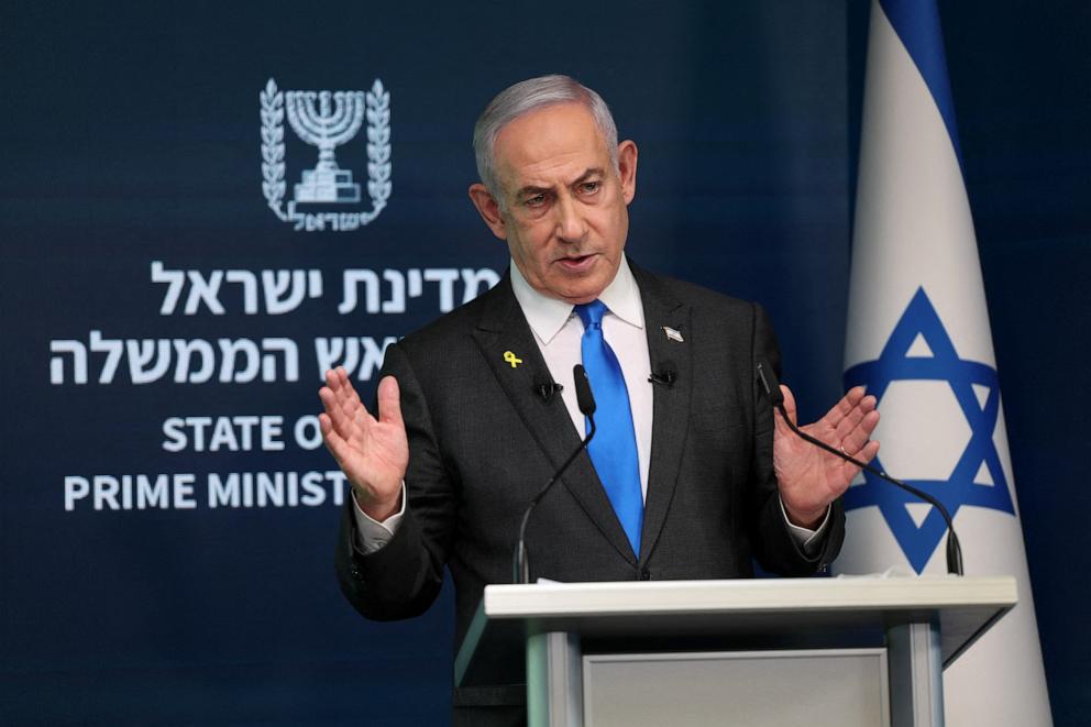 FILE PHOTO: Israeli Prime Minister Benjamin Netanyahu speaks during a press conference for the international media at the Government Press office in Jerusalem, Sept. 4 2024. ABIR SULTAN/Pool via REUTERS/File Photo