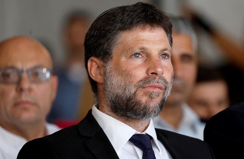 PHOTO: Israeli Finance Minister Bezalel Smotrich attends an inauguration event for Israel's new light rail line for the Tel Aviv metropolitan area, in Petah Tikva, Israel, Aug. 17, 2023. 