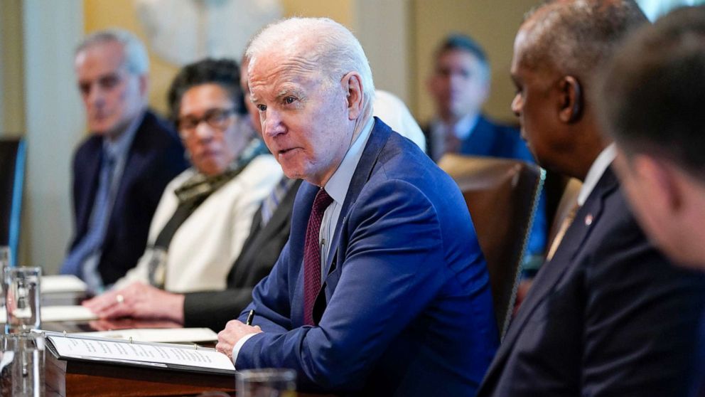 PHOTO: President Joe Biden speaks during a cabinet meeting in the Cabinet Room of the White House, March 3, 2022, in Washington., D.C.  