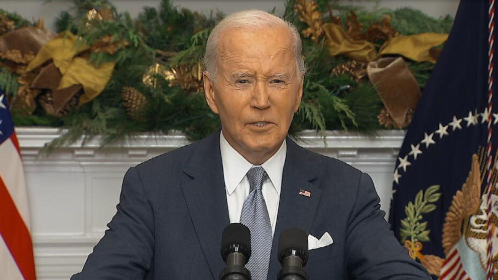 PHOTO: President Joe Biden delivers remarks on the political upheaval in Syria, Dec. 8, 2024.