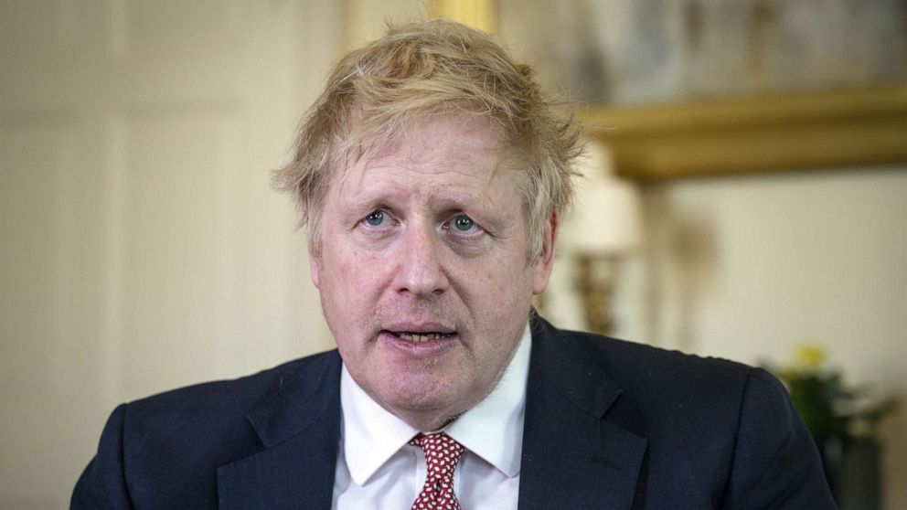 PHOTO: LONDON, ENGLAND - In this handout photo provided by 10 Downing Street, British Prime Minister Boris Johnson records a video message on Easter Sunday at Number 10 after release from the hospital, before leaving for Chequers on April 12, 2020. 