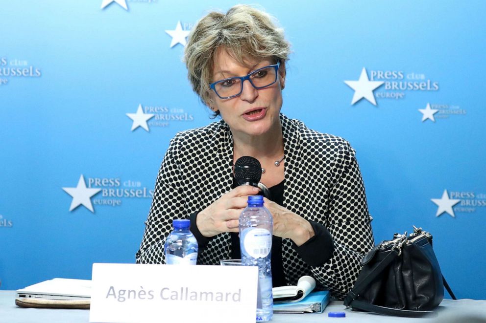 PHOTO: The United Nations Special Rapporteur on extrajudicial, summary or arbitrary executions, Agnes Callamard, Dec. 3, 2019 in Brussels, regarding the UN investigation into the unlawful death of Mr. Jamal Khashoggi.