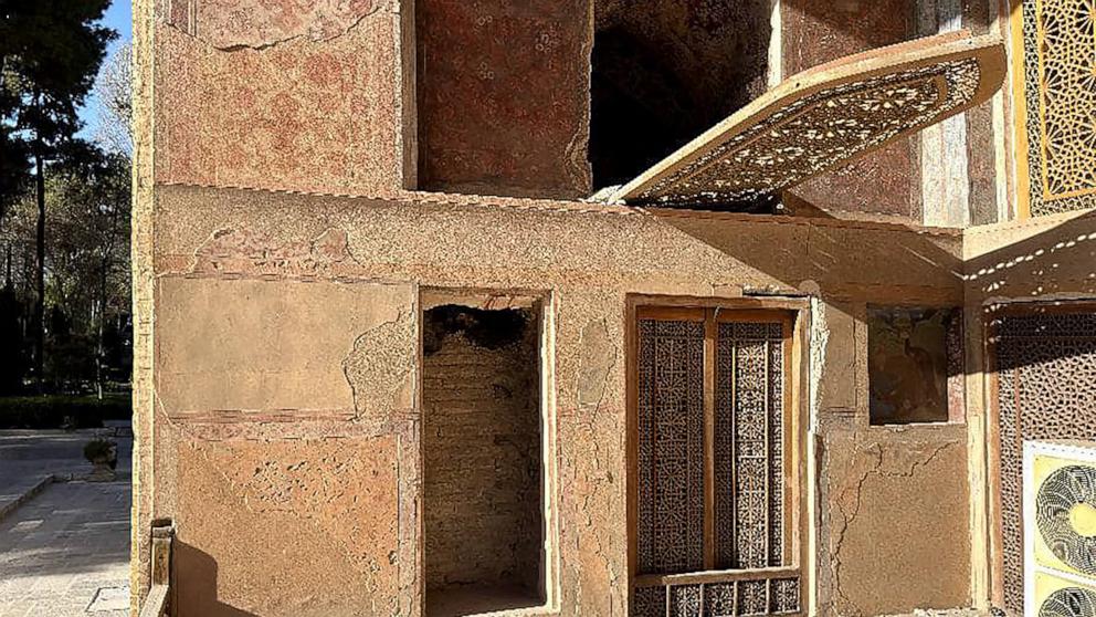 PHOTO: Damage is seen at the Chehel Sotoun Palace a UNESCO-listed heritage site with significant cultural and historical importance in Isfahan Province, Iran.