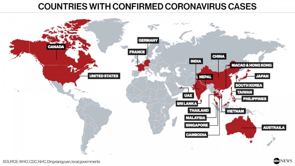 Countries with Confirmed Coronavirus Cases