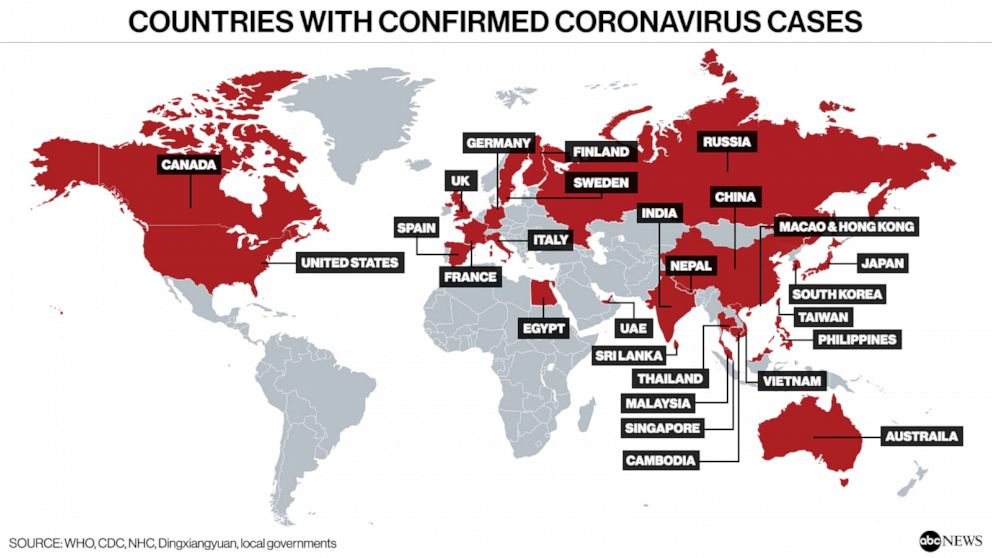 Countries with Confirmed Coronavirus Cases
