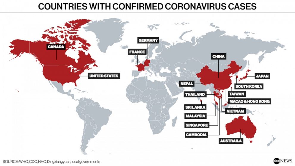 Countries with Confirmed Coronavirus Cases