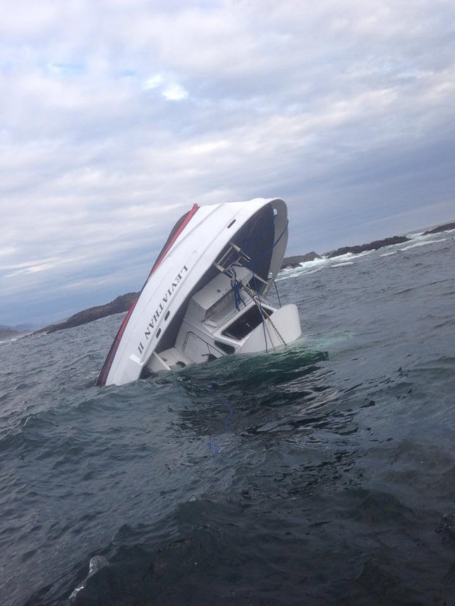 PHOTO: Whale-watching tour boat The Leviathon II is seen partially submerged off the coast of British Columbia.