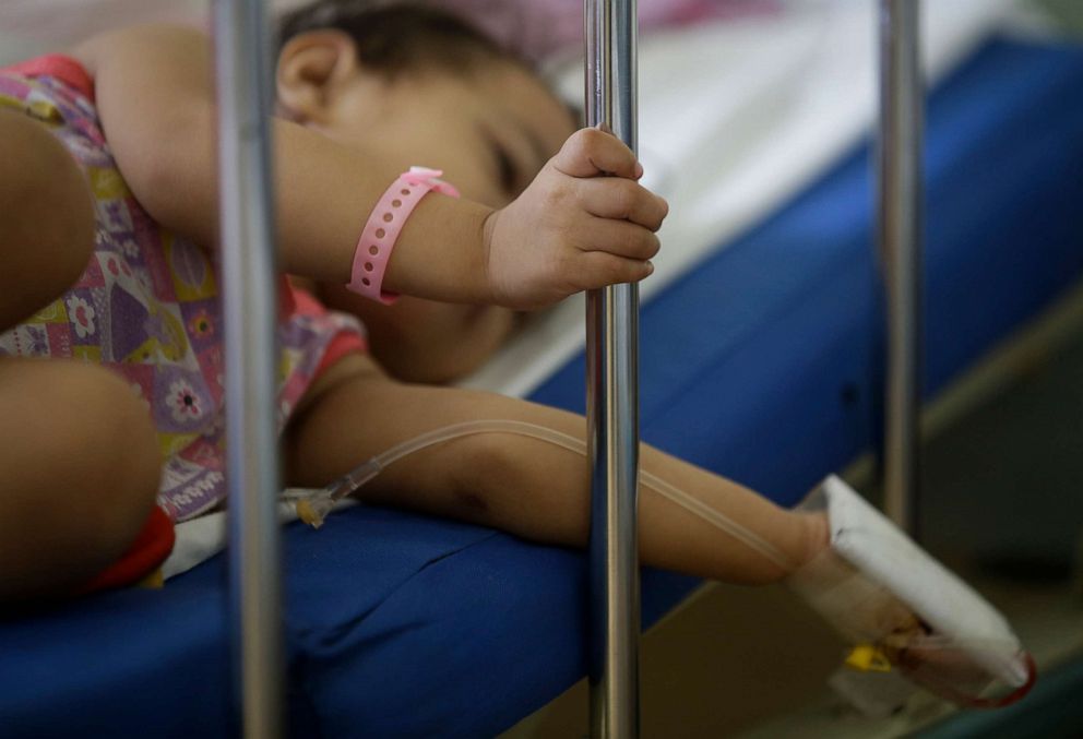 PHOTO: A young dengue patient rests inside a room at the San Lazaro government hospital in Manila, Philippines, Aug. 7, 2019.