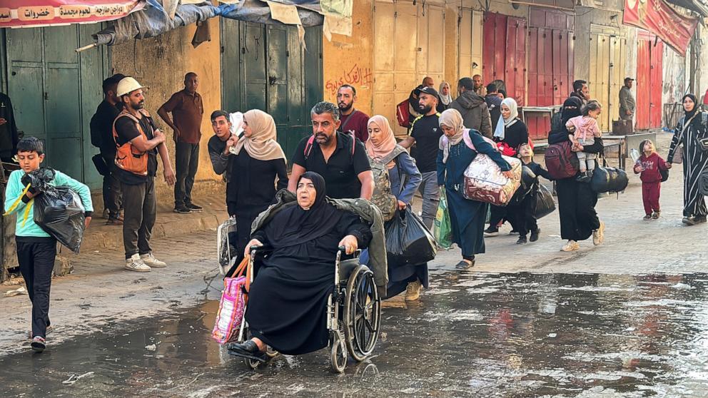 PHOTO: Displaced Palestinians ordered by the Israeli military to evacuate their neighborhoods are pictured in Beit Lahia in the northern Gaza Strip on Oct. 22, 2024.