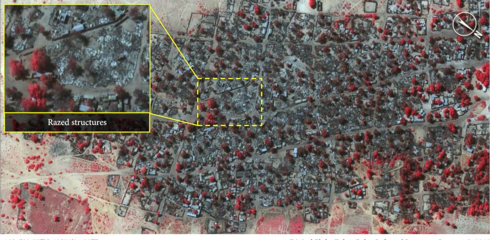 PHOTO: Satellite image of dense housing in Doro Baga taken Jan. 7 2015, following an attack by Boko Haram.