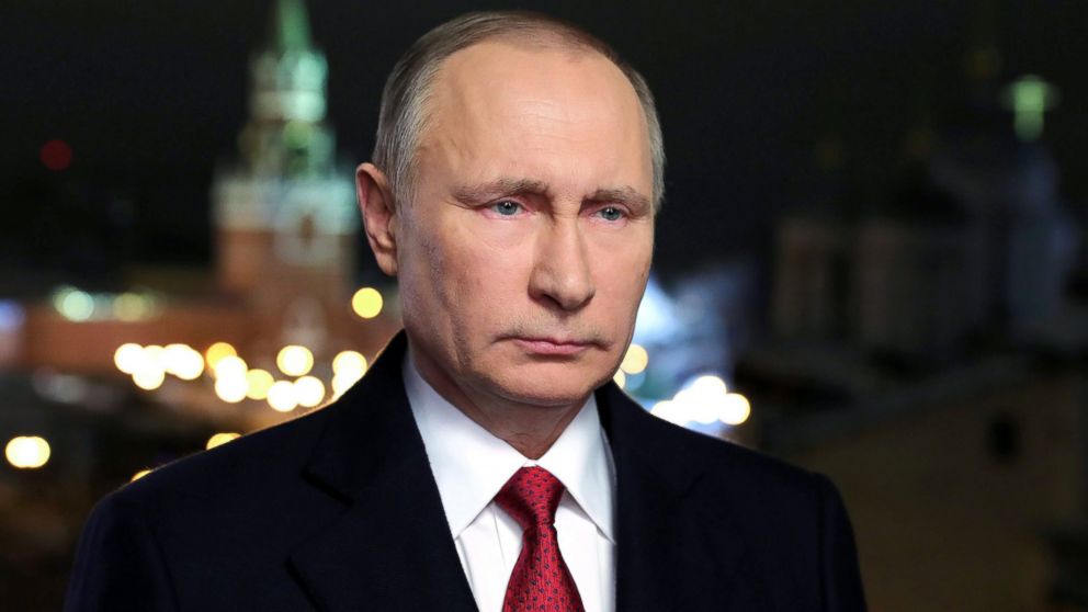 Russian President Vladimir Putin makes his New Year Address to the Nation ahead of 2017 in the Kremlin, Moscow, Russia, Dec. 31, 2016. 