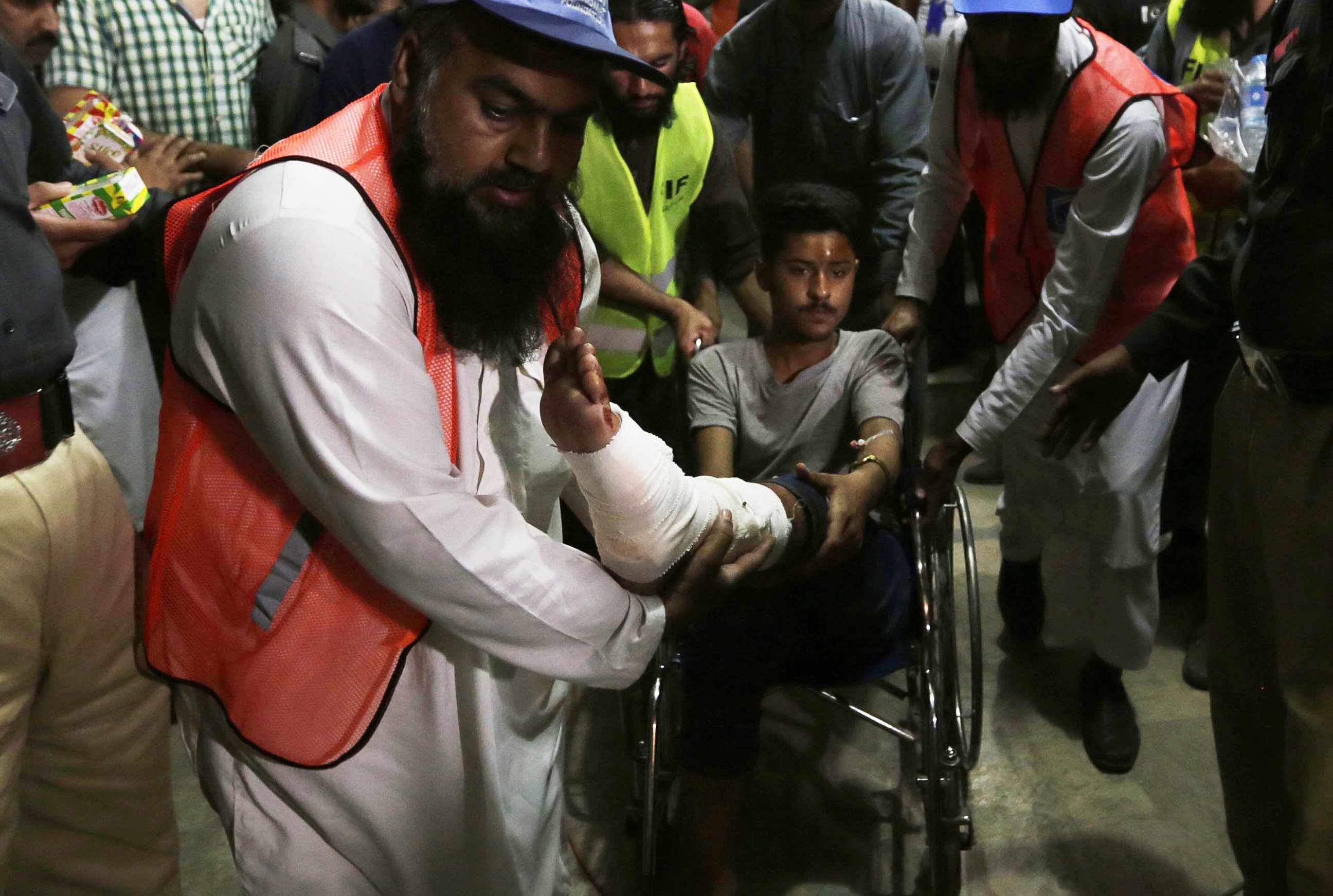 PHOTO: A boy who was injured in a suicide bomb blast leaves after getting medical treatment at a hospital in Lahore, Pakistan, March 27, 2016. 
