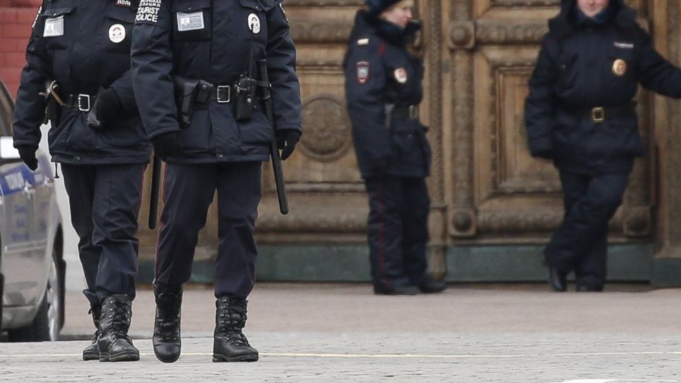 PHOTO:In this file photo, Russian police are seen standing guard at Red Square in Moscow, March 22, 2016. 