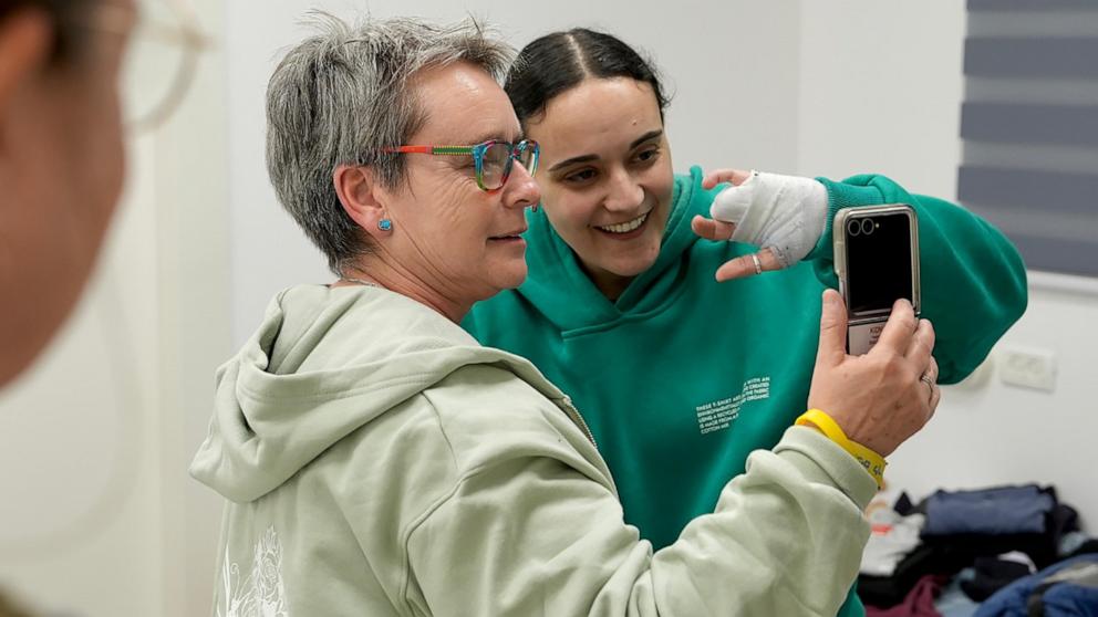 PHOTO: Hostage Emily Damari reunites with her mother in Israel after being released by Hamas militants, Jan. 19, 2025.