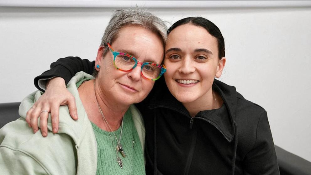 PHOTO: Released British-Israeli hostage Emily Damari hugs her mother Amanda at an undisclosed location in Israel, Jan. 19, 2025.