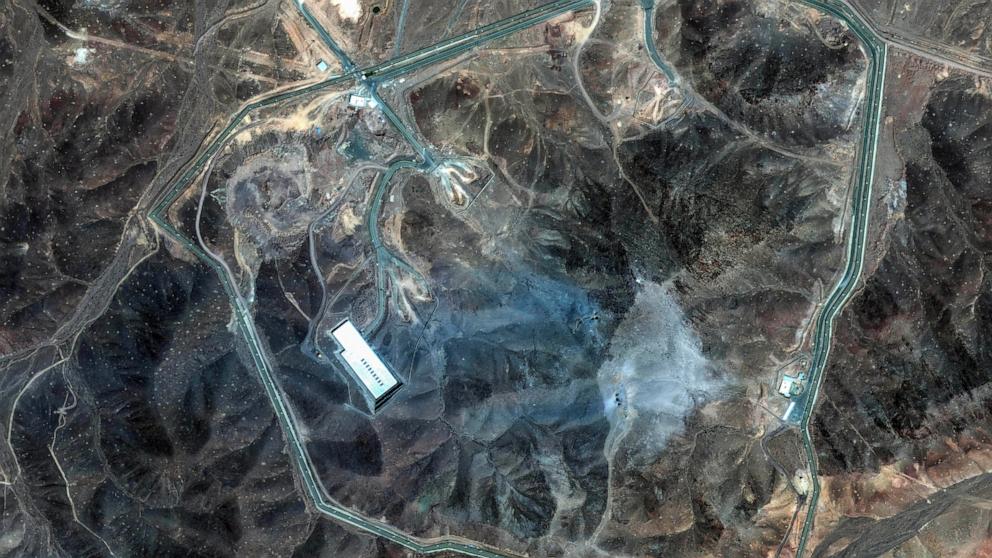 PHOTO: This satellite image provided by Maxar Technologies shows damage at the Fordo enrichment facility in Iran after U.S. strikes, on June 22, 2025.